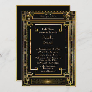 Invitación a la ducha nupcial, gran Gatsby metaliz