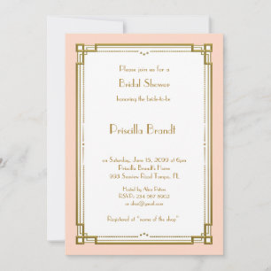 Invitación a la ducha nupcial, gran Gatsby, rosa o