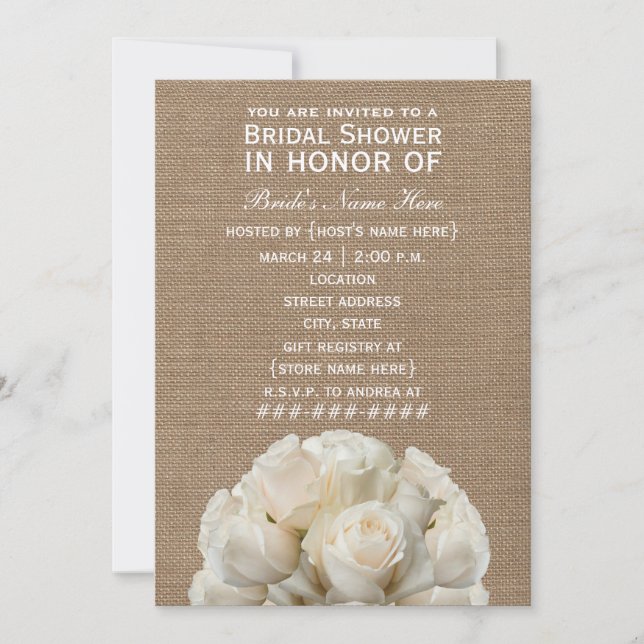 Invitación a la ducha nupcial inspirada en rosas b (Anverso)