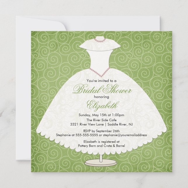 Invitación a la ducha nupcial Marea Verde (Anverso)