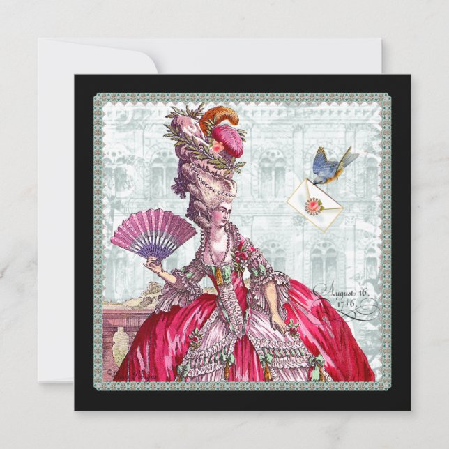 Invitación a la ducha nupcial Marie Antoinette (Anverso)