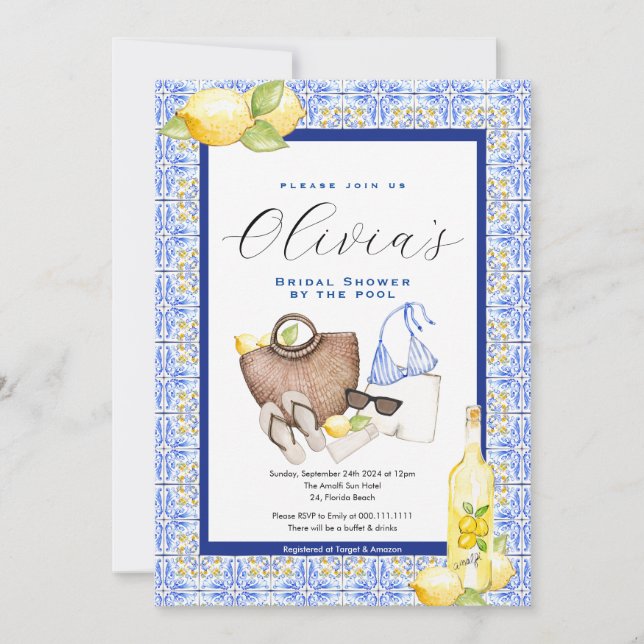 Invitación a la ducha nupcial mediterránea, Posita (Anverso)