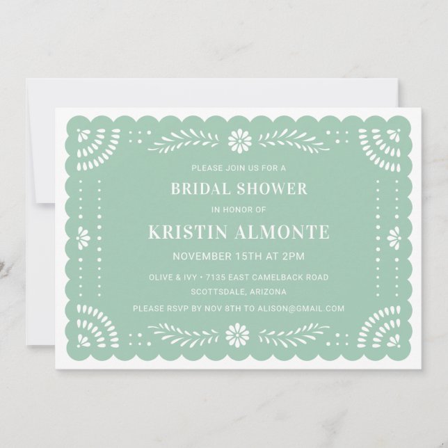 Invitación a la ducha nupcial mexicana Papel Picad (Anverso)