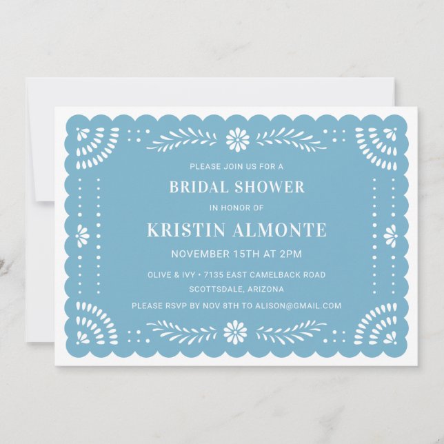 Invitación a la ducha nupcial mexicana Papel Picad (Anverso)