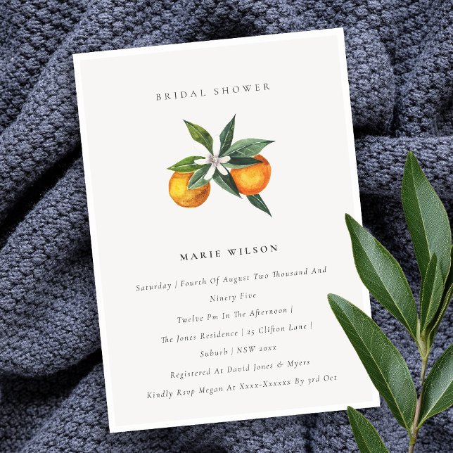 Invitación a la ducha nupcial mínima Naranja (Subido por el creador)