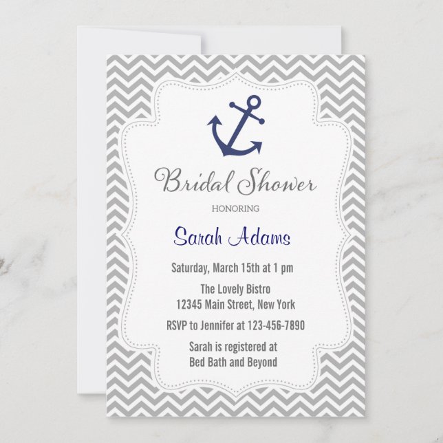Invitación a la ducha nupcial náutica (Anverso)