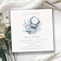 Invitación a la ducha nupcial náutica de coral de 