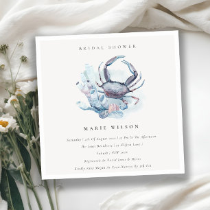Invitación a la ducha nupcial náutica de coral de