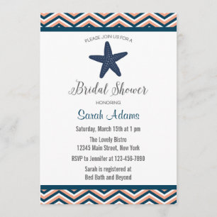 Invitación a la ducha nupcial Nautical Starfish Ch