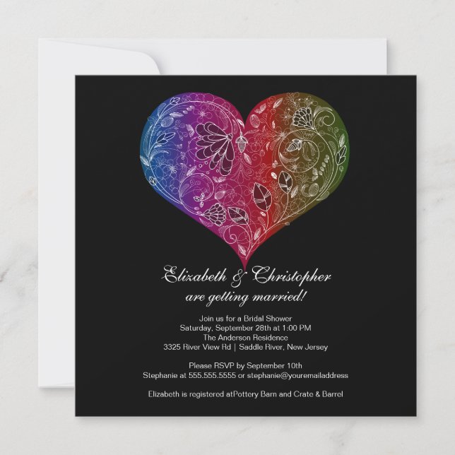 Invitación a la ducha nupcial negra (Anverso)