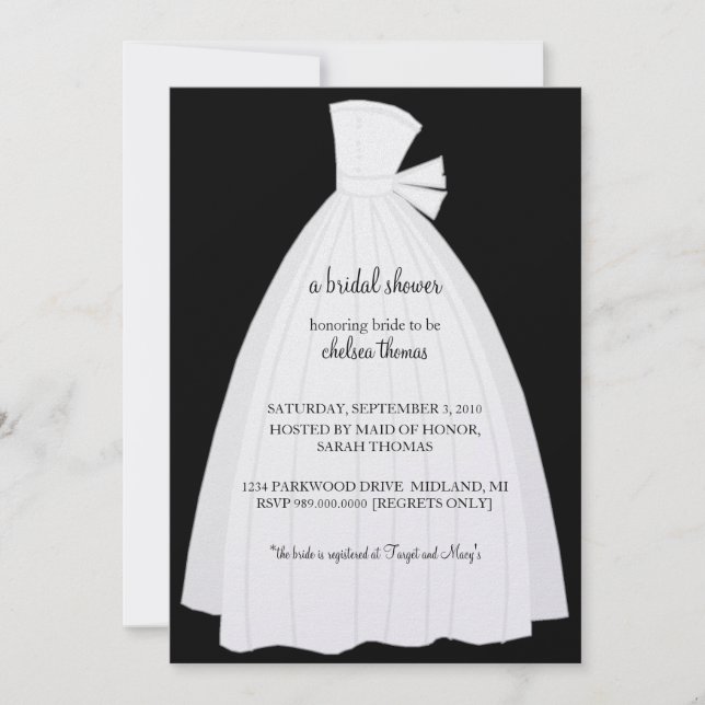 Invitación a la ducha nupcial {Negro} (Anverso)