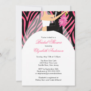 Invitación a la ducha nupcial Novia Groom Cebra Ro