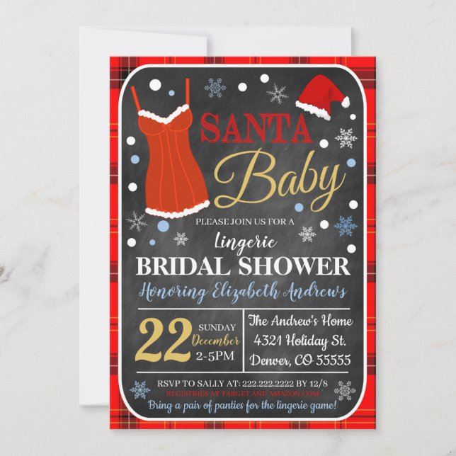 Invitación a la ducha nupcial para Navidades (Anverso)