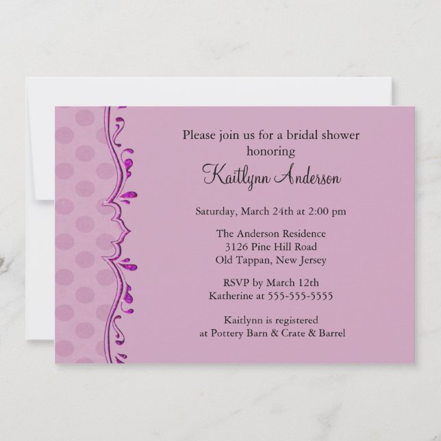 Invitación a la ducha nupcial PurpleTrim Bridal (Anverso)