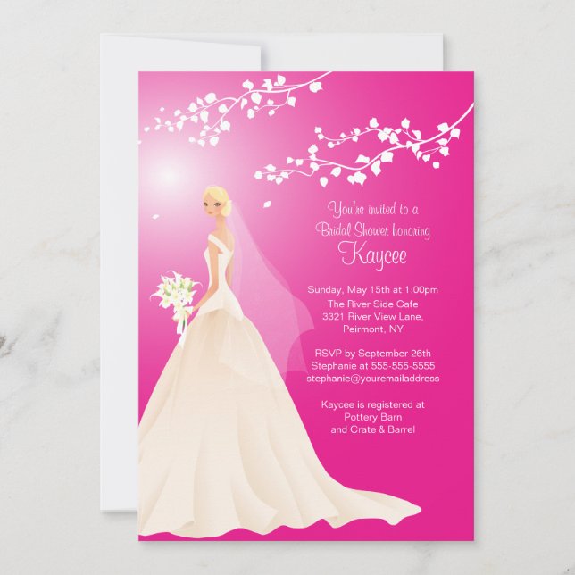 Invitación a la ducha nupcial rosa BLONDE Bride Br (Anverso)