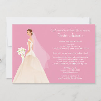 Invitación a la ducha nupcial rosada BRUNETTE