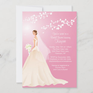 Invitación a la ducha nupcial rosada BRUNETTE