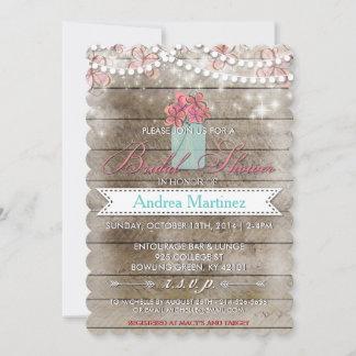 Invitación a la ducha nupcial rústica Mason Jar de