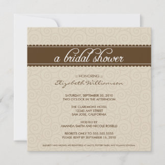 Invitación a la ducha nupcial (taupe/chocolate)