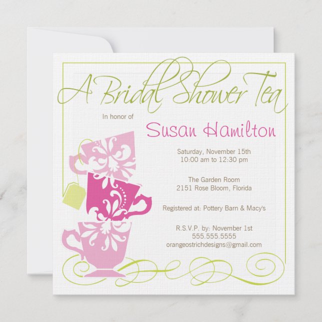 Invitación a la ducha nupcial - Té (Anverso)