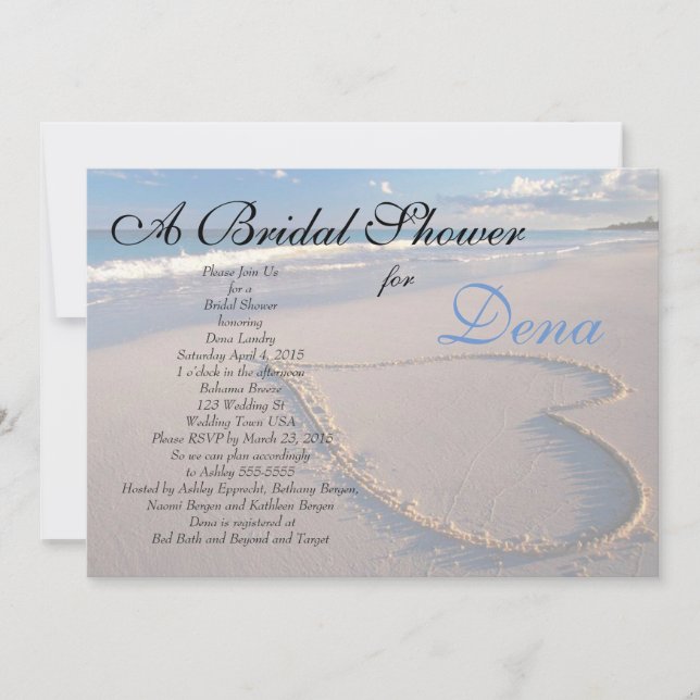 Invitación a la ducha nupcial temática de la playa (Anverso)