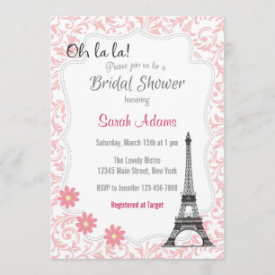 Invitación a la ducha nupcial temática de París