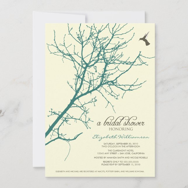 Invitación a la ducha nupcial (verde azulada) (Anverso)