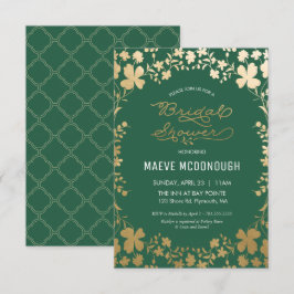 Invitación a la ducha nupcial, verde vintage y oro