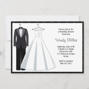 Invitación a la ducha nupcial - Vestido tux y Boda