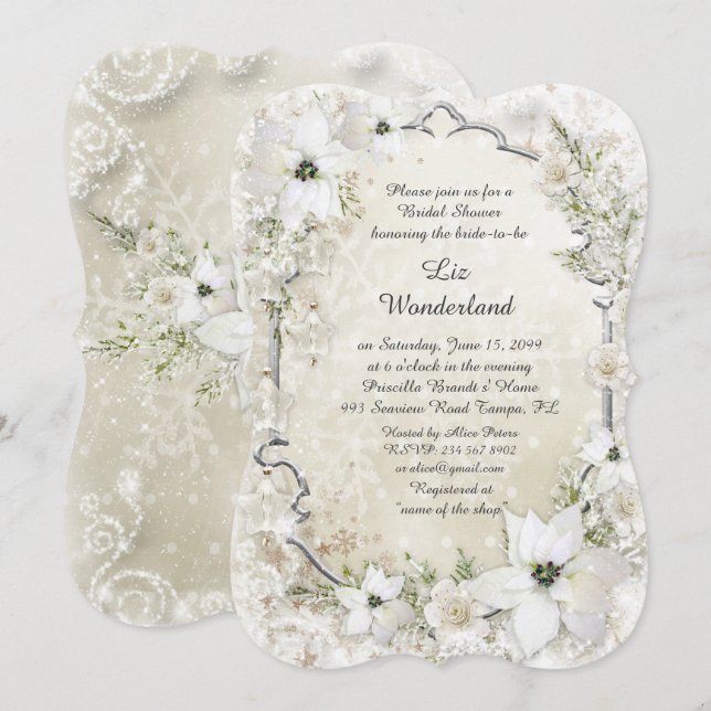 Invitación a la ducha nupcial,Winter Wonderland,co (Anverso / Reverso)