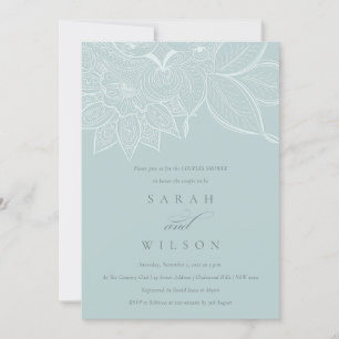 Invitación a la ducha Ornate Paisley Dusky Blue Co