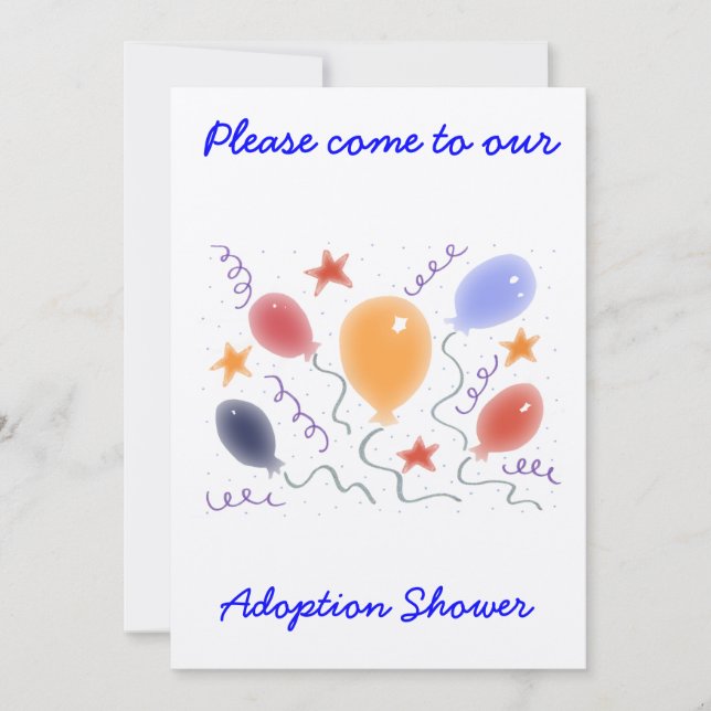 Invitación a la ducha para adopción de globos (Anverso)