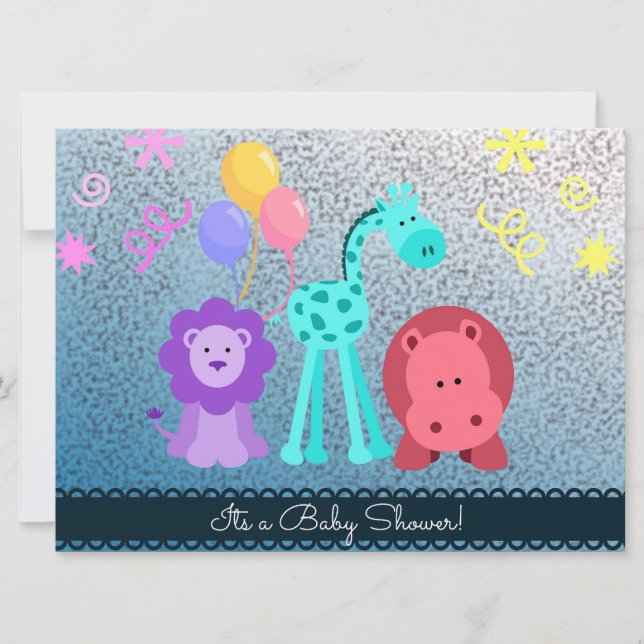 Invitación a la ducha para animales bebés (Anverso)