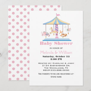 Invitación a la ducha para bebé con carrusel anima