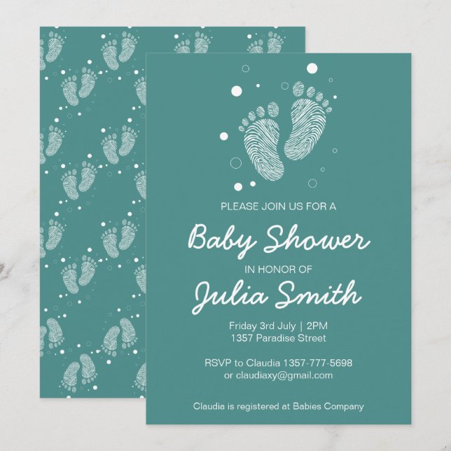 Invitación a la ducha para bebés (Anverso / Reverso)