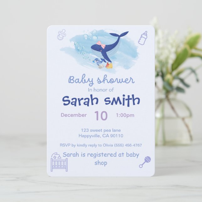 Invitación a la ducha para bebés (Anverso de pie)