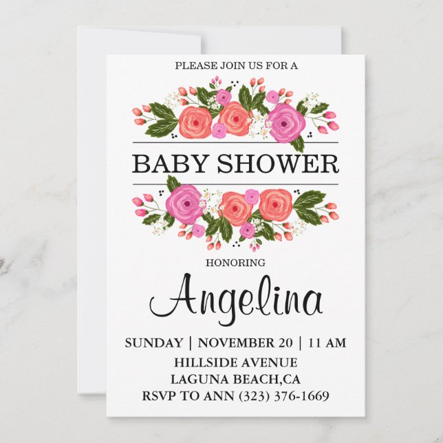 Invitación a la ducha para bebés (Anverso)