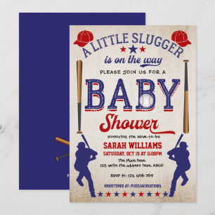Invitación a la ducha para bebés, béisbol vintage