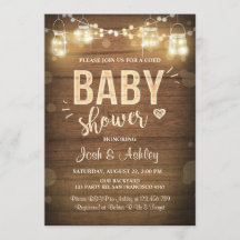 Invitación a la ducha para bebés Coed Rustic Wood 