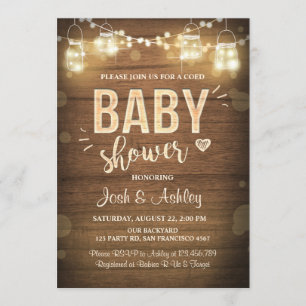 Invitación a la ducha para bebés Coed Rustic Wood