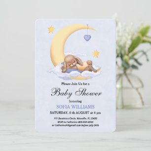 Invitación a la ducha para bebés con conejo.