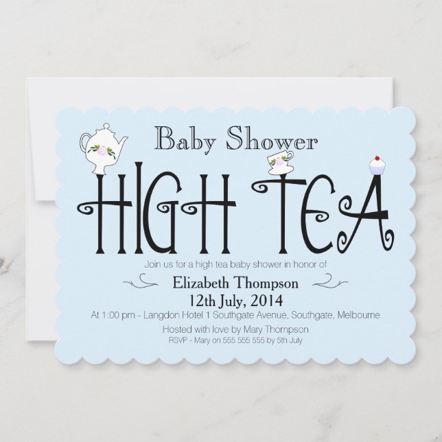 Invitación a la ducha para bebés con té de alta ca (Anverso)