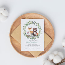 Invitación a la ducha para bebés de animales de la