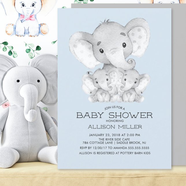 Invitación a la ducha para bebés de elefante TWINS (Subido por el creador)