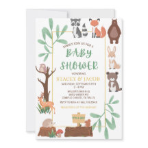 Invitación a la ducha para bebés en Woodland