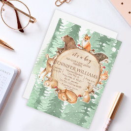 Invitación a la ducha para bebés en Woodland