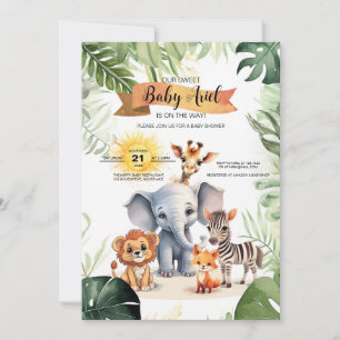 Invitación a la ducha para bebés tierno animales d
