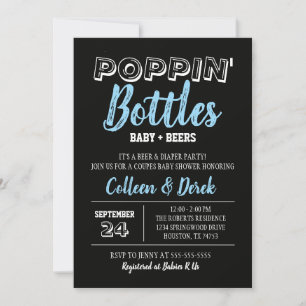 Invitación a la ducha para bebés y cerveza   Negro