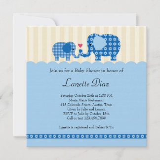 Invitación a la ducha para bebés y madres elefante