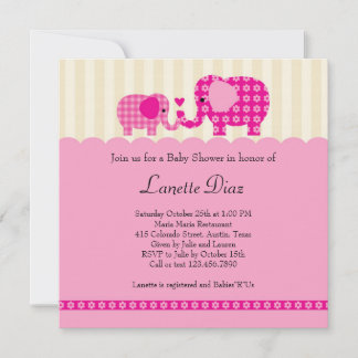 Invitación a la ducha para bebés y madres elefante